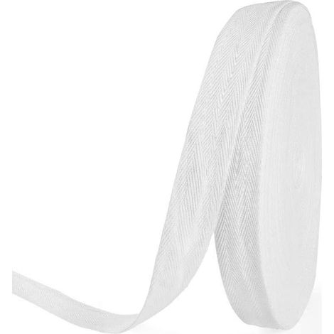 Ruban de sangle en coton blanc à chevrons de 55 yards et 1 pouce de large - Ruban de sangle en coton blanc à chevrons de 55 yards et 1 pouce de large (1/5)