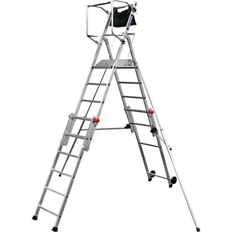 DUARIB - Plate-forme télescopique T-REX SCOP avec garde-corps sangles - Hauteur 0,80m à 2,25m - Hauteur de plancher 1,49 - 2,25m