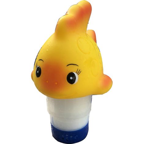 Outil de nettoyage de piscine - Distributeur flottant en forme de tête de poisson rouge (jaune)