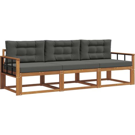 Ensemble de canapés d'extérieur 3 pcs Salon de jardin Naturel et Anthracite (1/5)