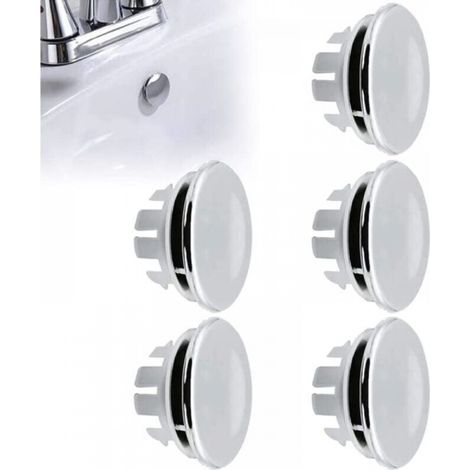5PCS Bouchon Trop Plein Lavabo, Anneau Bouchon De Trop-Plein, Garniture Évier de Trou Rond, Pièces de Rechange pour Trou de Drainage Couvercle Rond pour évier de Cuisine Trou D'évier de Baignoire (1/5)