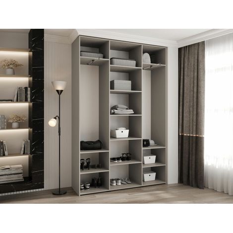 Armario Hartford 573, Blanco, 246x160x42cm, Puertas de armario: Con bisagras, Número de estantes: 11