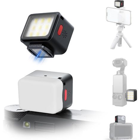 DG01 Mini lampe vidéo, lumière de vlogging avec griffe, température de couleur 5600 K, luminosité réglable de la lumière de la caméra magnétique, batterie 500 mAh pour photographie (1/5)