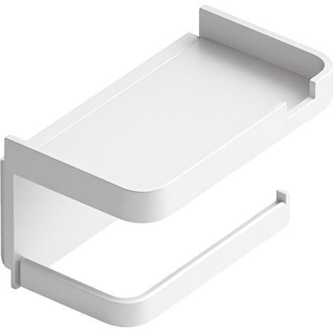 Toilet Paper Holder, Adhesive Tissue Roll Dispenser, Bathroom Storage Organizer Rack with Phone Shelf, Paper Towel Holder for Kitchen Towels (1/4)