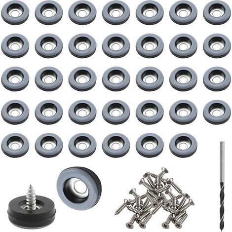 Lot de 36 Pieds pour Meubles en téflon Ø 19 mm Ronds pour Meubles en téflon PTFE Pieds pour Meubles en téflon à Visser avec vis pour déplacer des Meubles Lourds (1/5)