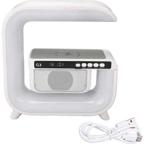 Enceinte Bluetooth 15W avec Radio FM, Charge Sans Fil, Lampe LED et Décoration Maison/Bureau (1/5)