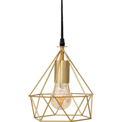 Lampe Suspension Métal "Fils" 19cm Or (1/2)