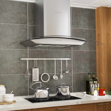 Vidaxl – Hotte murale 90 cm en acier inoxydable – Débit d'air 756 m³/h – 3 vitesses – Éclairage LED – Filtres à graisse lavables (1/5)
