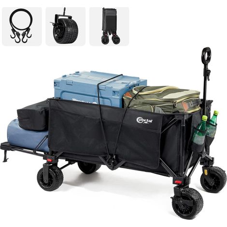 Chariot de Plage avec Freins, Chariot de Plage pour Sable avec Roues Larges, Chariot de Camping de 300 L, Chariot de Camping avec hayon réglable, Chariot Pliable Robuste pour événement de (1/5)