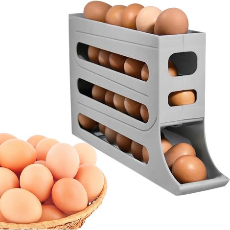 Porte-œufs distributeur à roulettes 4 niveaux organisateur réfrigérateur boîte rangement œufs cuisine (1/5)