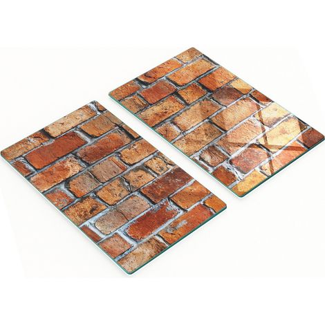 Tablas de cortar de vidrio para cocina con diseño de pared de ladrillo, 2x30x52 cm. (1/5)