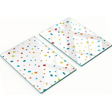 Taglieri da cucina in vetro con grafica a pois colorati, 2x40x52 cm (1/5)