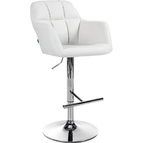 Sgabello bar seggiolone x1 Funzione rotazione 360° in PVC bianco con cuciture decorative base in metallo cromato 100005256