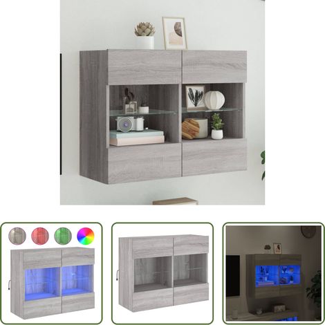 LED-Leuchten - TV-Wandschrank mit LED-Leuchten Grau Sonoma 78,5x30x60,5 cm (1/5)