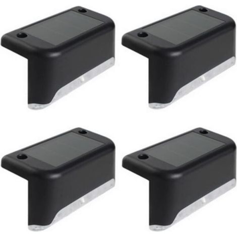 Lampes solaires LED pour terrasse, éclairage extérieur pour chemin de jardin, échelle de clôture (paquet de 4 noirs) (1/4)