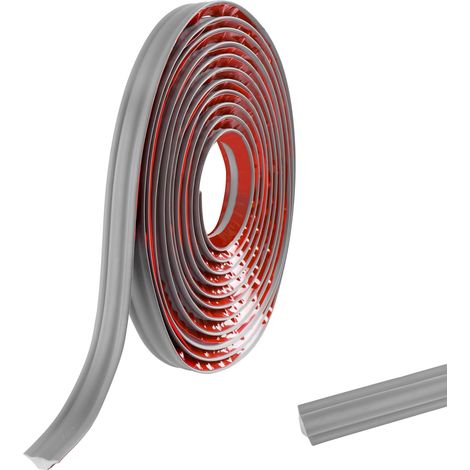 Bande de finition autocollante en PVC - 5 m - Pour plans de travail de cuisine, coins, carrelage, profilés de finition, joints d'angle - 19 mm x 10 mm - Gris mat (1/5)