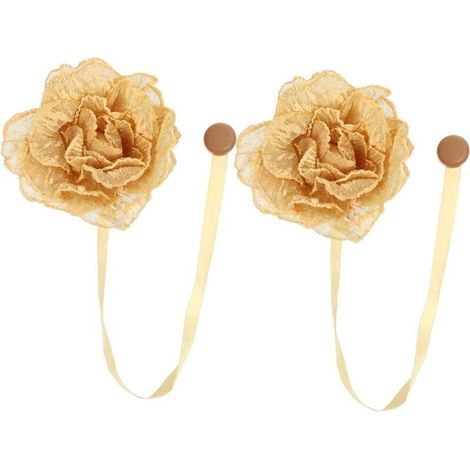 Magnetic Curtain Tiebacks, 2 Pieces, Unique Handmade Decorative Flower Curtain Tiebacks (1/4)