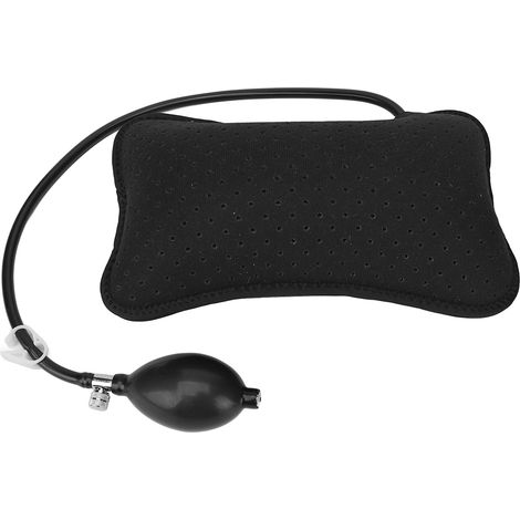 Coussin lombaire gonflable pour voiture et bureau, support dorsal ajustable par pompe manuelle, noir (1/5)