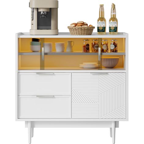 Armoire de rangement pour salle de bains, 80 cm de large, porte vitrée, bande lumineuse intégrée, design moderne et fonctionnel (1/5)