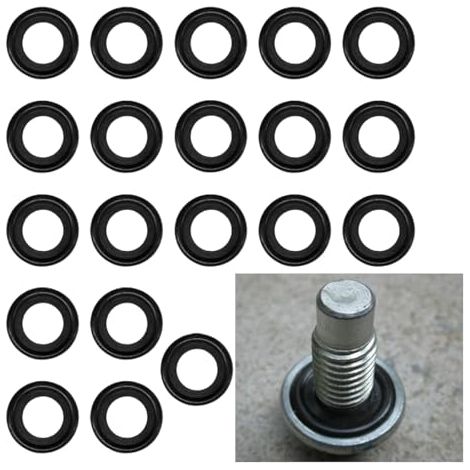 Lot de 20 joints de bouchon de vidange d'huile, M12 en caoutchouc de rechange pour OEM 12616850, rondelles d'écrasement de carter d'huile moteur pour Buick, Cadillac, Chevy (M12/20 pièces) (1/5)