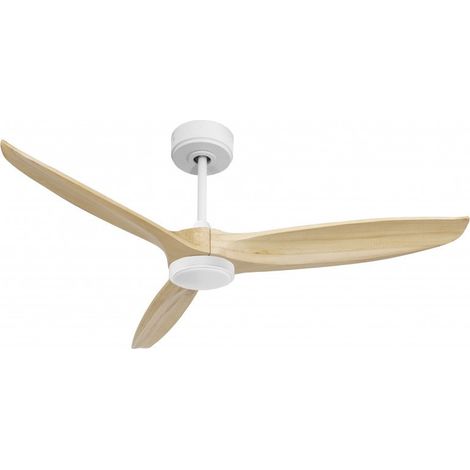 Bolt, Ventilateur déstratificateur d'air, pales bois clair132Cm, moteur blanc mate, 100 % efficace hiver/été avec lampe. (1/2)