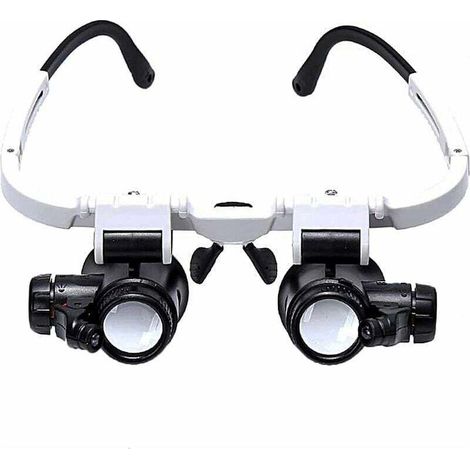 Lunette Loupe avec 2 Lumières LED Loupe Binoculaire Lampe Loupe Grossissante pour Horloger, Lecture, Bijoutier, Couture 8X15X23X (1/4)