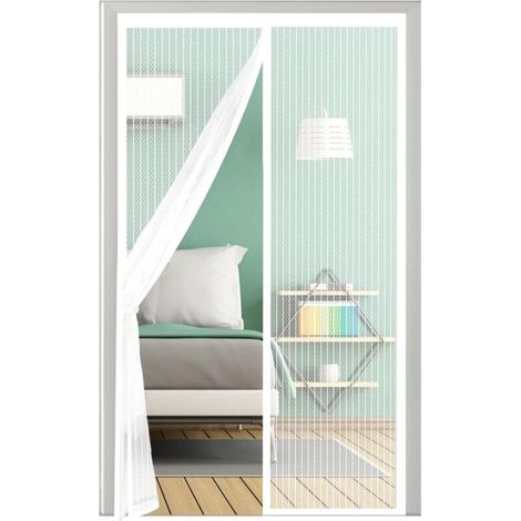Magnetisches Moskitonetz 100x200cm, weißes Moskitonetz für Türen und Fenster, kein Bohren erforderlich, magnetisches Moskitonetz, ideal für Balkontüren, Keller und Terrassen