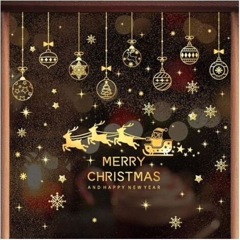 150Pcs Noël Autocollants Fenetre,Decoration Noel Deco Noel Stickers Noel Fenetre Décoration Noel Interieur Stickers Noel,Réutilisable DIY Amovibles PVC Réutilisables Autocollant Statique(Doré) (1/4)