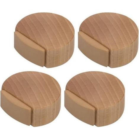 Cale Porte - Bois Naturel - Auto-Adhésif - Rond - 45x42x16 mm - Pour Chambre Enfant - Lot de 4 (1/4)