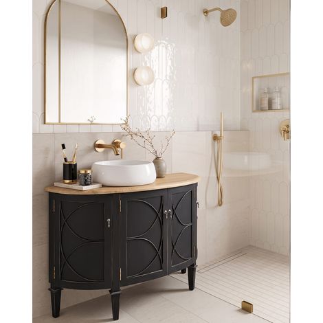 Flore - Meuble de salle de bain en Sungkai massif noir (1/5)