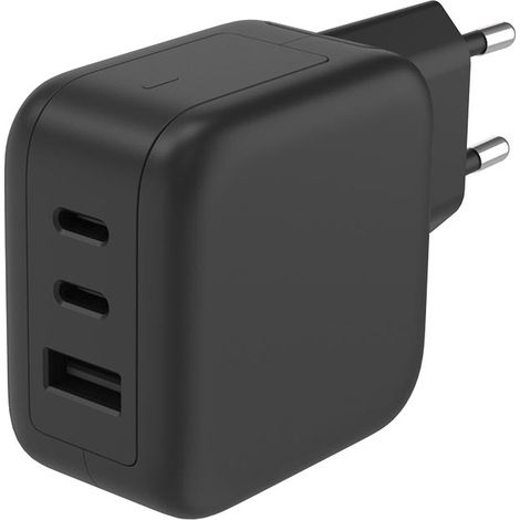 Cargador USB Rápido con Tecnología Gan Fast - 3 Salidas - USB-A y 2 X USB-C - 67W