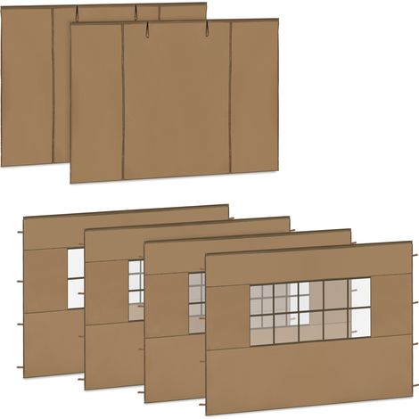VONROC Kit parois latérales tente 6x3 m beige 6 pièces avec fenêtres et fermeture PT813AA (1/3)