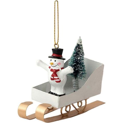 Décoration de Noël : traîneau décoratif à suspendre au sapin, à suspendre au pied du sapin ou à décorer une étagère ou une table.-White (1/5)