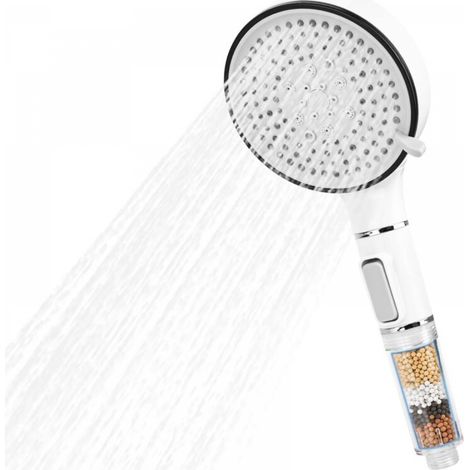 Pommeau de douche et flexible avec filtre à 20 niveaux, haute pression, 5 jets, filtre de douche pour l'élimination du chlore résiduel (1/5)