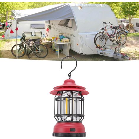 Lanterne suspendue rétro multifonctionnelle pour tentes de camping, lampe portable d'urgence COB (rouge) (1/5)