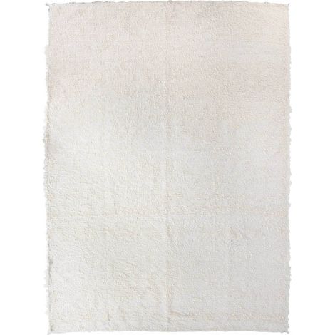Tapis coton recyclé écru style craft doux et éco responsable - écru naturel coton recyclé (1/5)