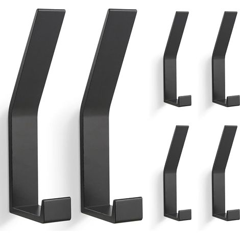 6 PCs Patères, Porte Manteau Mural (Vis Invisibles), Crochet Porte Manteau Moderne pour Vestes, Manteaux, Vêtements, écharpes, Sacs à Main et Plus (Noir) (1/5)