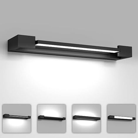 LED Bathroom Mirror Lamp, 18W 1800LM 5000K, 42cm Cabinet Lighting, IP44 Waterproof, Wall Mounted 180° Rotating, Modern, Schwarz (1/5)