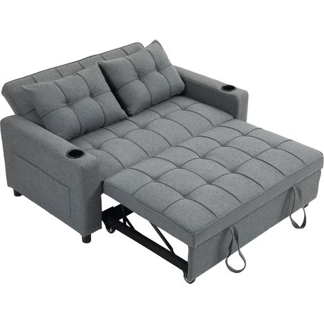 TwoSeater PullOut Sofa Bed Dark Grey (1/5)