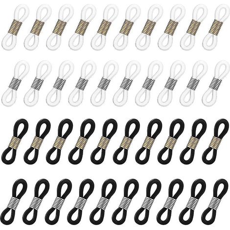 40 embouts de chaînette pour lunettes, boucles pour cordons de lunettes, cordons en silicone. (1/5)