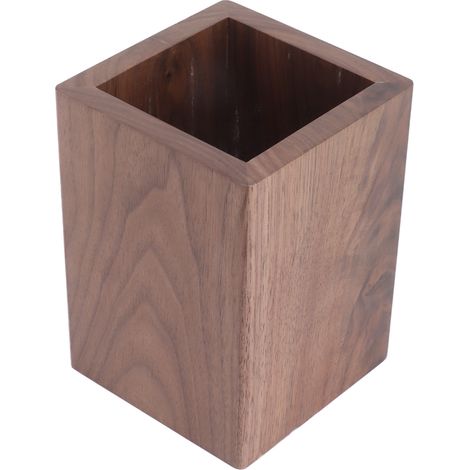 Range-couverts en bois lisse, grande capacité, stable, porte-stylos carré pour cuisine, bureau, famille (4,3 x 3,1 x 3,1 po) (1/5)