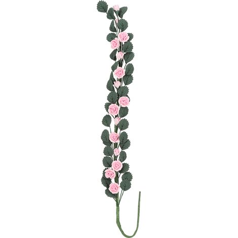 1:12 Miniature Maison de Poupée Jardin Scène Rose Balançoire Chevalet Guirlande Décorative Long Bouquet Rose Rose (1/5)