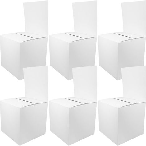 Lot de 6 Boîtes à Loterie en Carton Multifonctionnelles, Urnes Électorales Légères et Robustes, Boîtes à Dons pour Fêtes, Réunions et Événements, Couleur Blanche, Surface Lisse, (1/5)