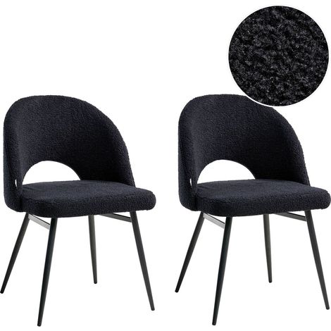 Esszimmerstuhl 2er Set ONAGA Bouclé Schwarz (1/5)