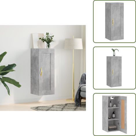 Wandschrank Betongrau 34,5x34x90 cm Holzwerkstoff - Wandschrank - Beton Grau - Regal - Aufbewahrung - Garderobe (1/5)