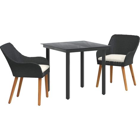 Maison Exclusive - Garten Essgruppe mit Kissen 3 pcs Schwarz Poly