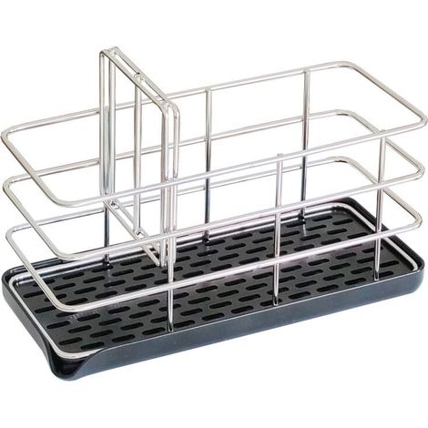 Kitchen Sponge Holder, Storage Holder Kitchen Sponge Holder Organizer for a Lay-Away STAINLESS STEEL, Suction Cup Sink Sponge Holder with Drip Tray MUMU (1/4)