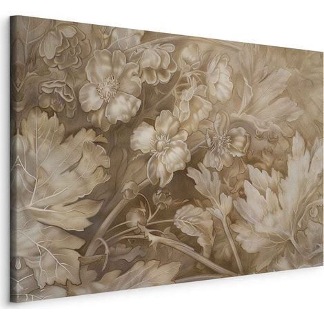 Abbildung – Florale Ornamente in zarten Sepia- und Brauntönen / Geschnitzte Blumen- und Pflanzenornamente (1/3)