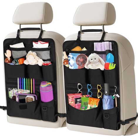 Lot de 2 Organisateur Voiture Enfant Protections Dossier Siège Voiture en Oxford Imperméable avec 7 Poches (1/5)