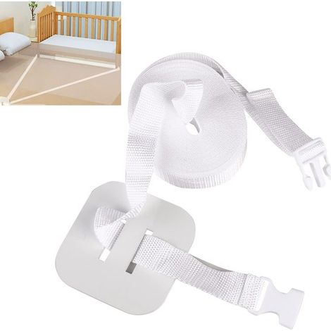 Sangle de fixation pour lit bébé 2,5 x 8 m – Sangle pour lit d’appoint et sommier boxspring – Accessoire de sécurité et fixation – Blanc (1/5)